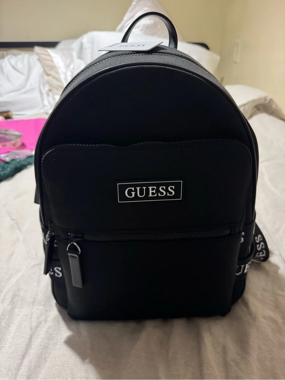 GUESS Black Logo Backpack with Matching Cosmetic Pouch NWT